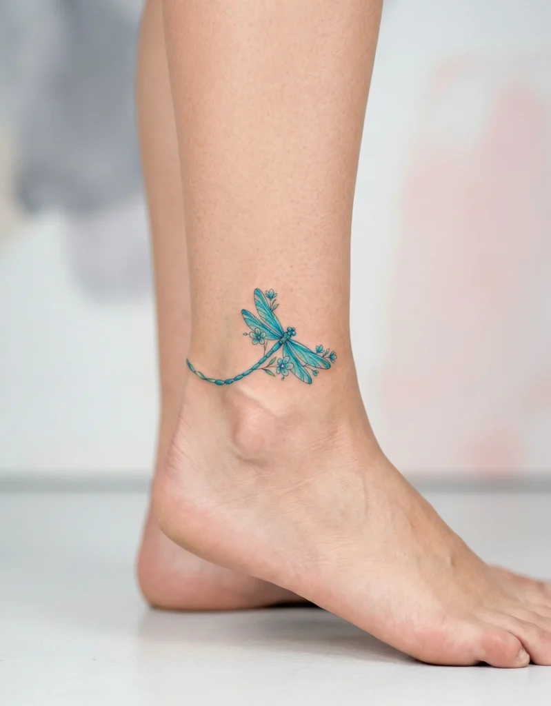 Small Dragonfly Wrapped Around Ankle Bone