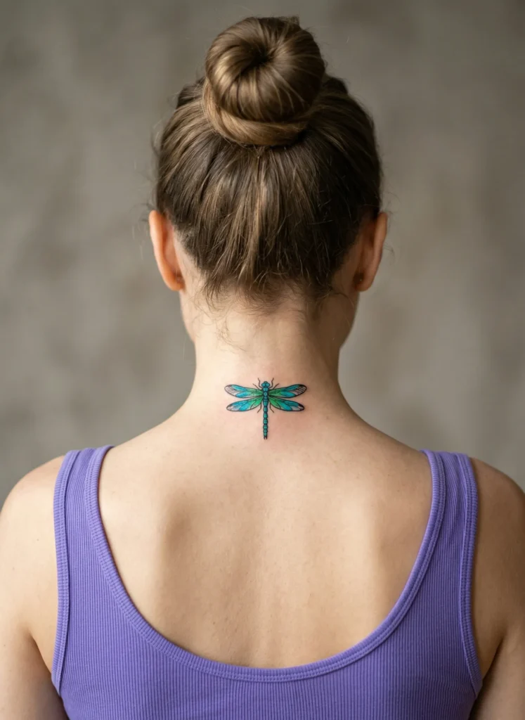 Small Dragonfly on Back of Neck