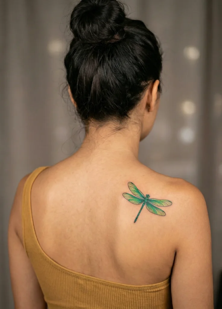 Small Dragonfly on Shoulder Blade