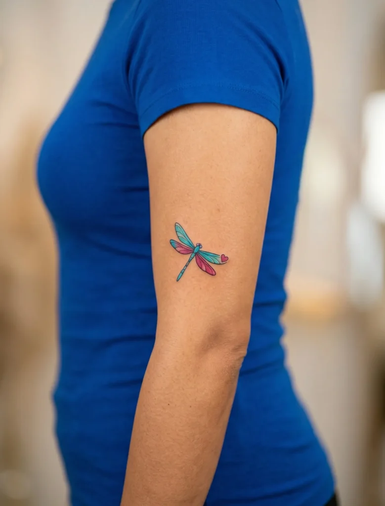 Small Dragonfly with Heart Accent