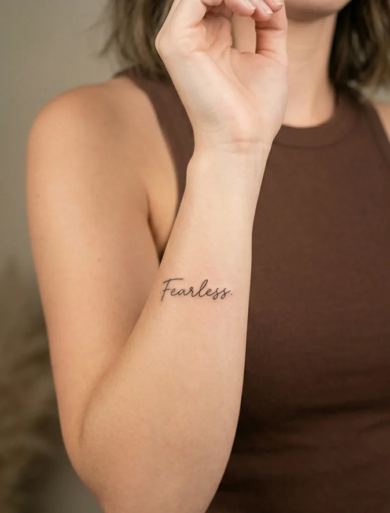 Small "Fearless" Script on Inner Arm