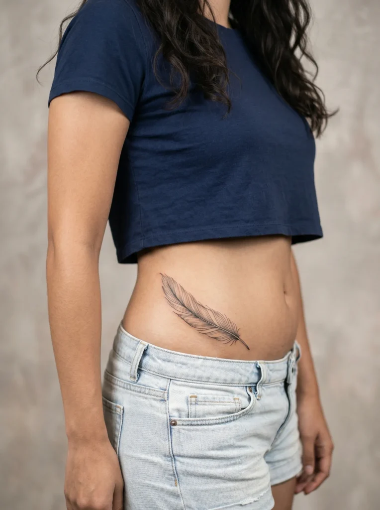 Small Feather Along Hip Curve