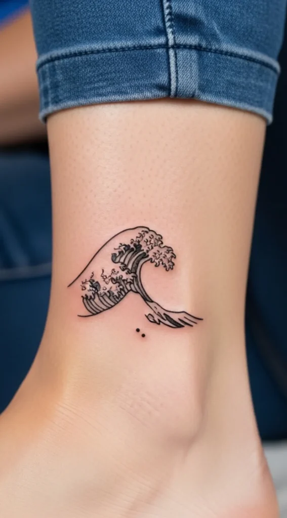 Small Fine Line Wave on Ankle