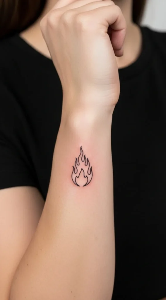Small Flame Symbol Hidden Tattoo