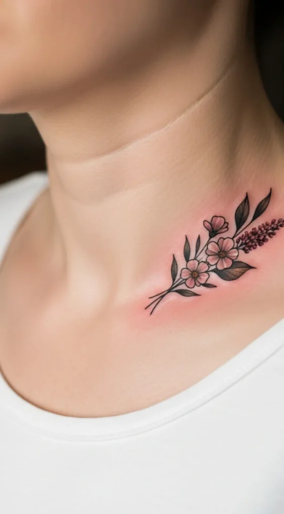 Small Floral Cluster on Collarbone