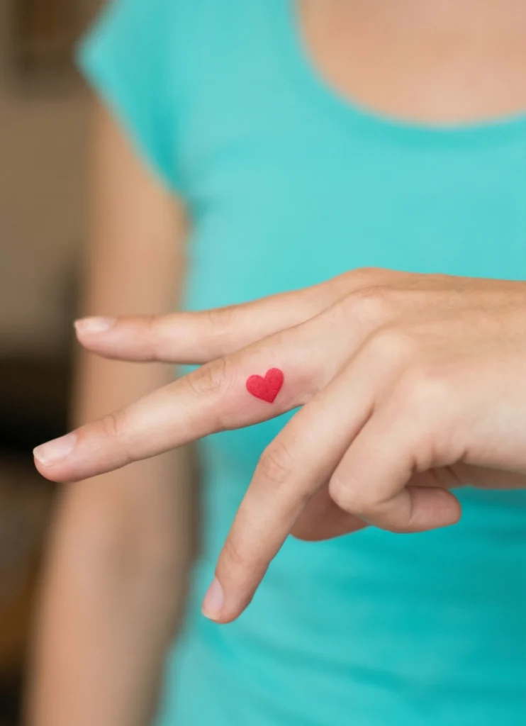 Small Heart Hidden Tattoo on Finger Side