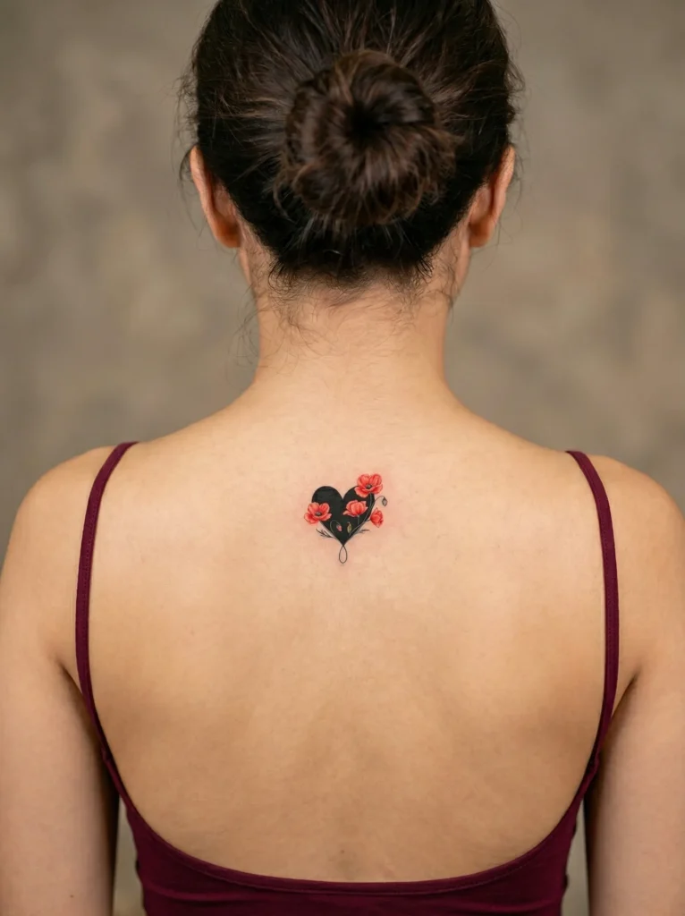 Small Heart Hidden Tattoo on Shoulder Blade