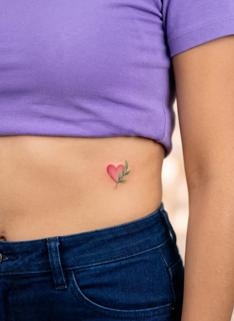 Small Heart Hidden Tattoo on Upper Hip