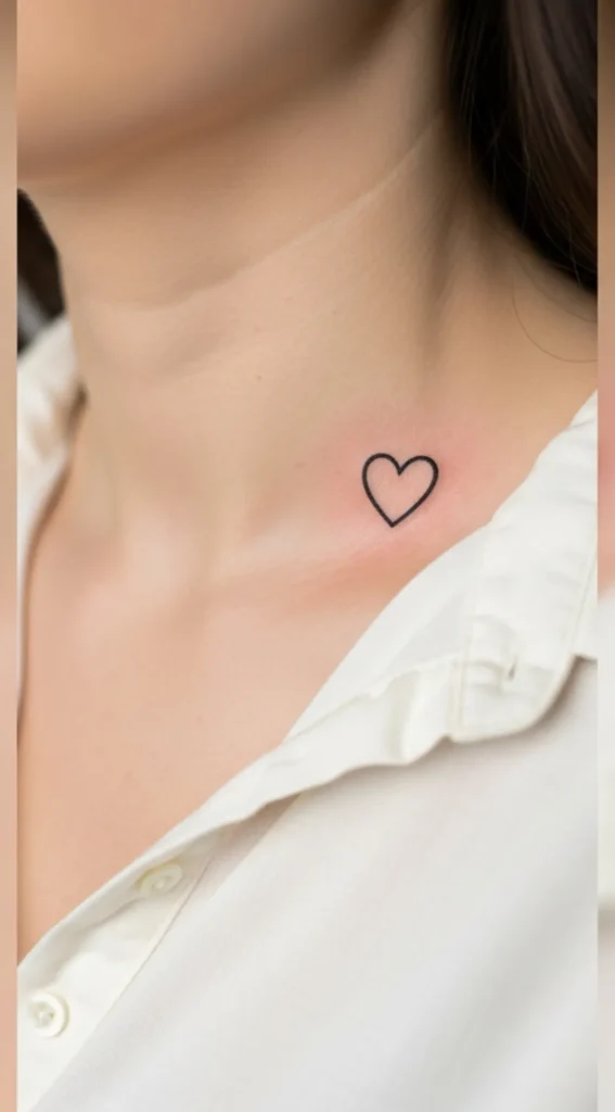 Small Heart Under Collarbone Tattoo