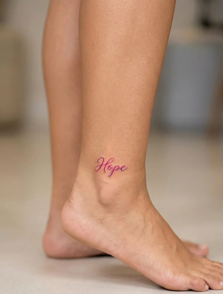 Small "Hope" Script on Ankle