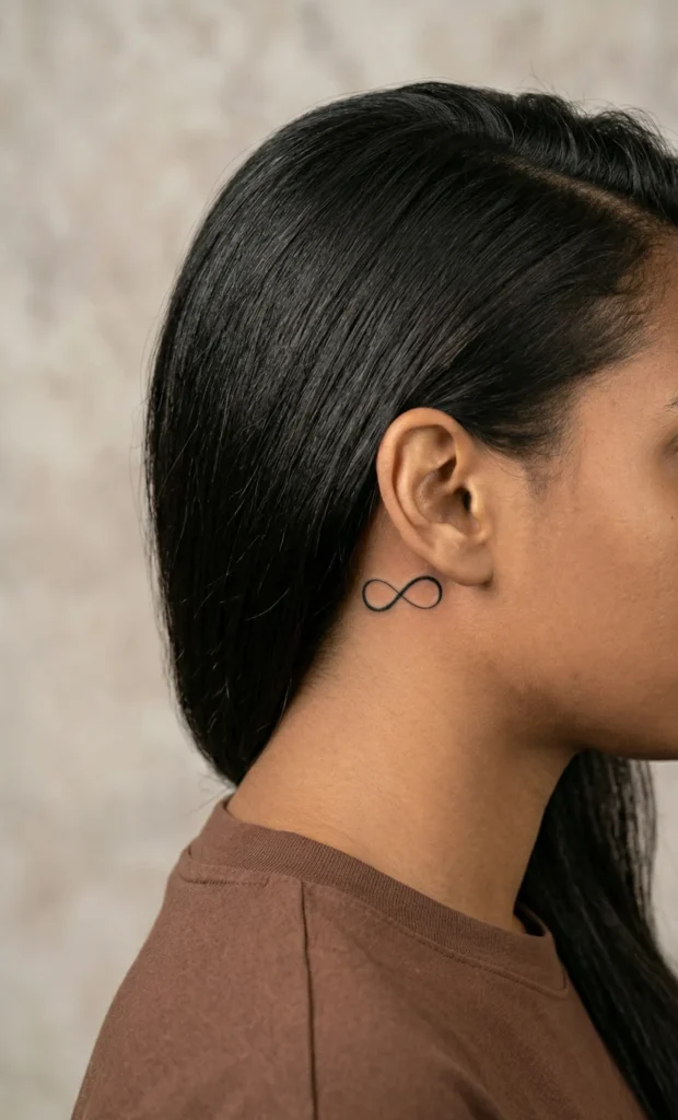 Small Infinity Behind Ear Tattoo