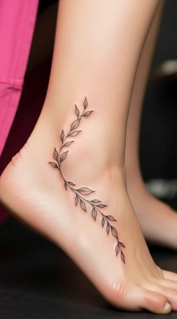Small Leaf Vine on Inner Ankle