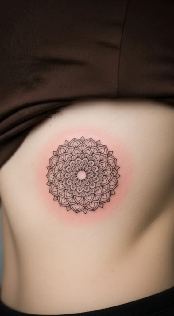 Small Mandala Circle on Side Rib