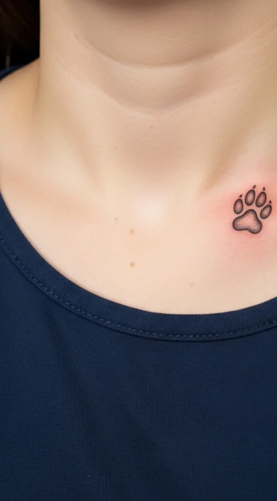 Small Paw Print on Collarbone