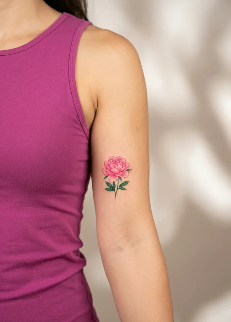 Small Peony Hidden Tattoo on Inner Arm