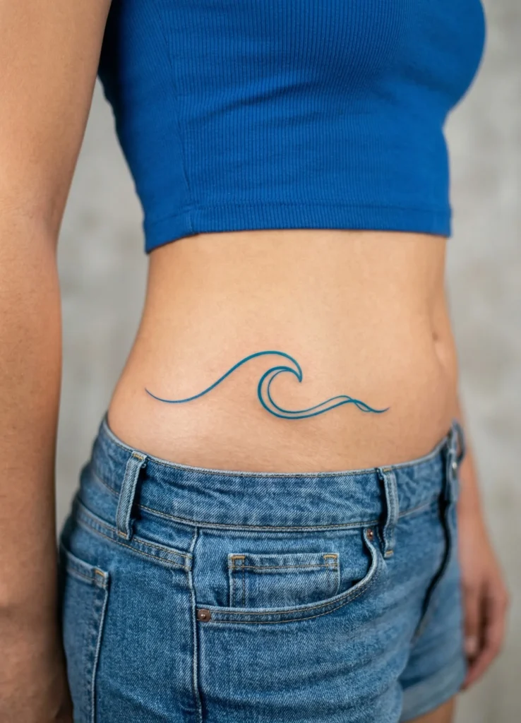 Small Wave on Hip Tattoo
