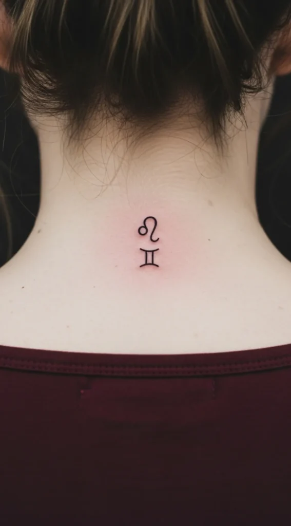 Small Zodiac Sign on Back of Neck
