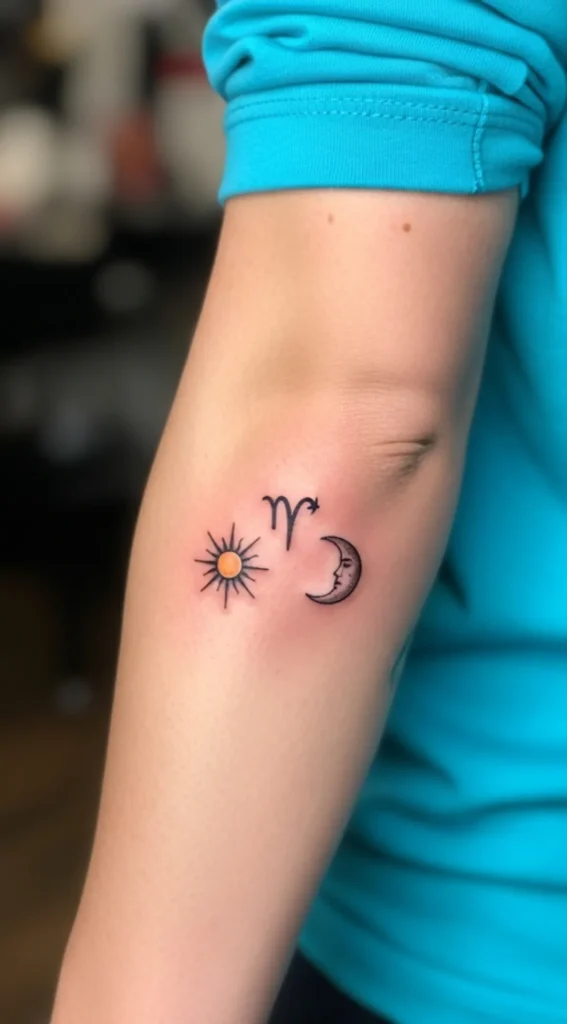 Small Zodiac with Sun and Moon Accent