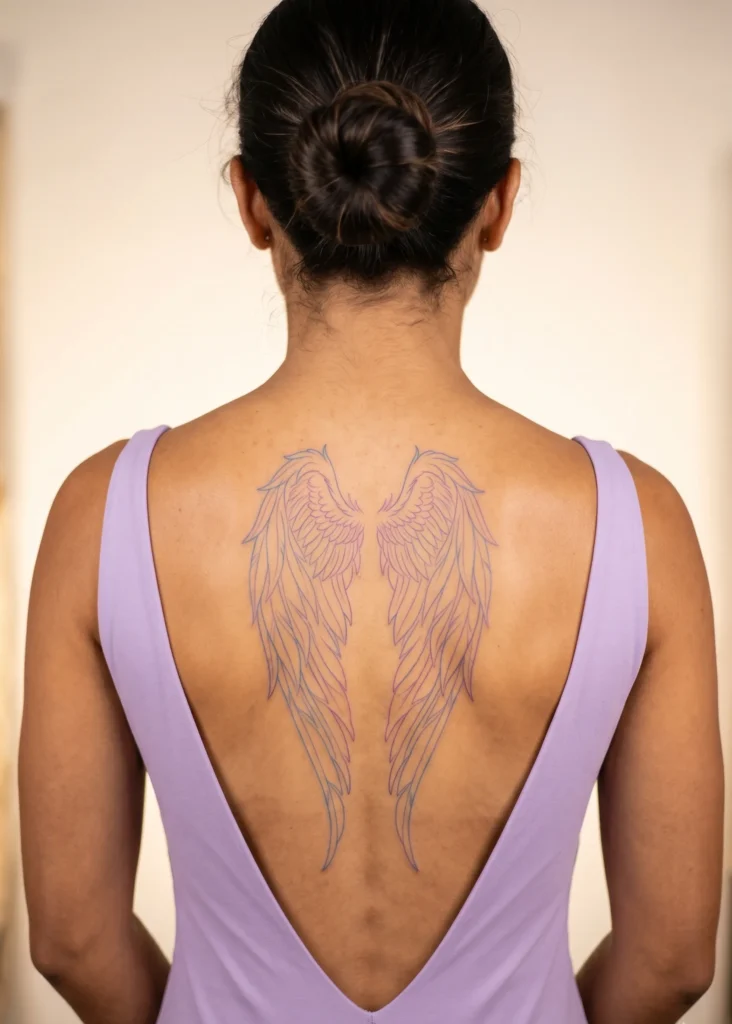 Soft Feather Back Wings Outline