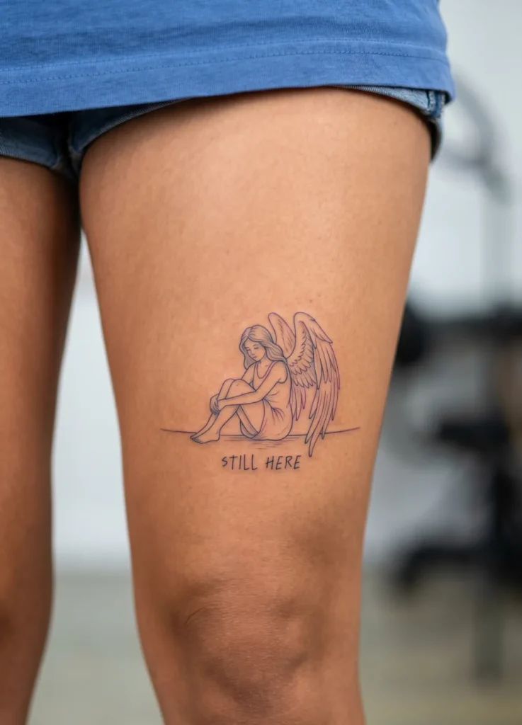 Soft Wing Angel Sitting on Ground