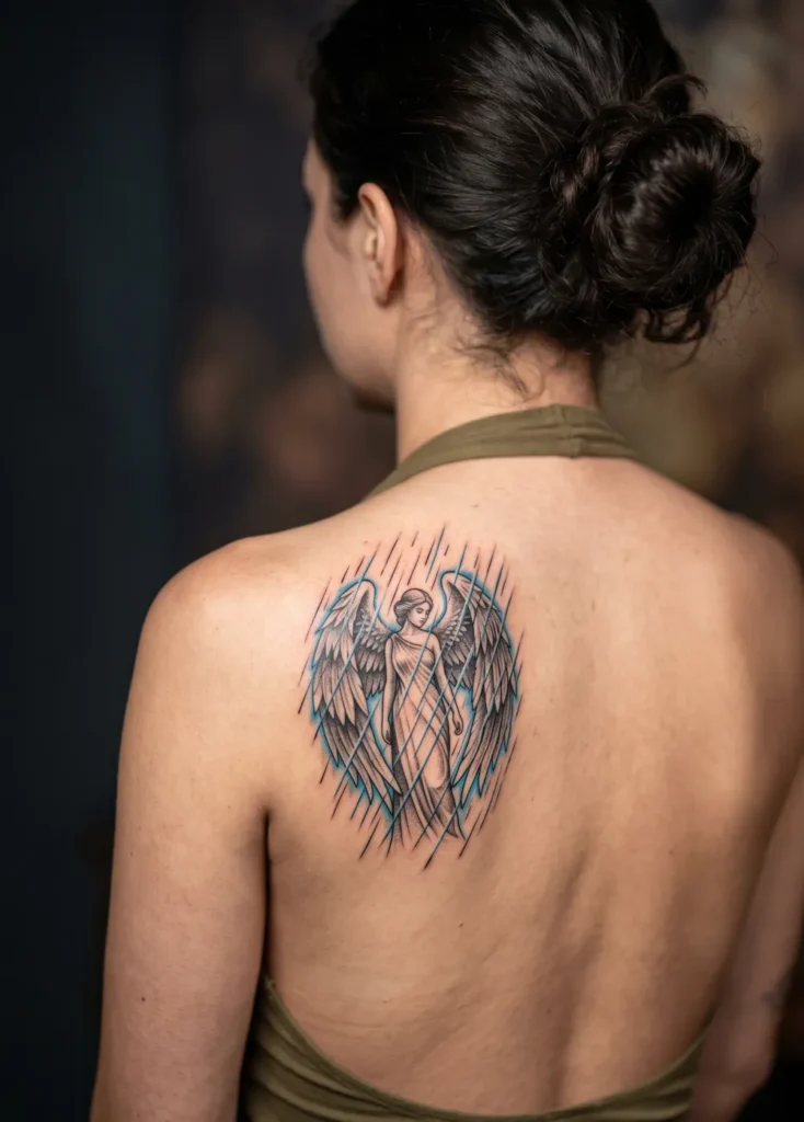 Soft Wing Angel in Storm Rain