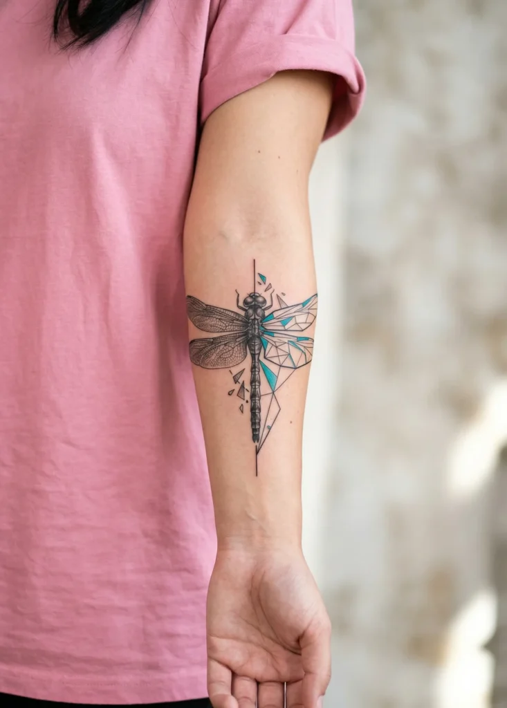 Split Geometric Dragonfly (Half Real, Half Abstract)