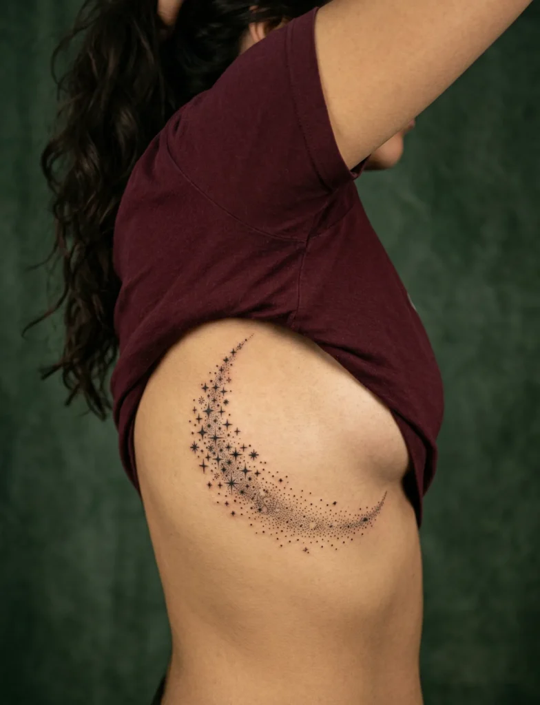 Star Trail Curving Along Rib Cage