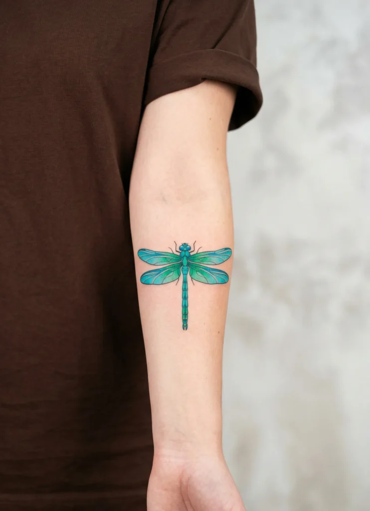 Symmetrical Dragonfly Forearm Tattoo Centered