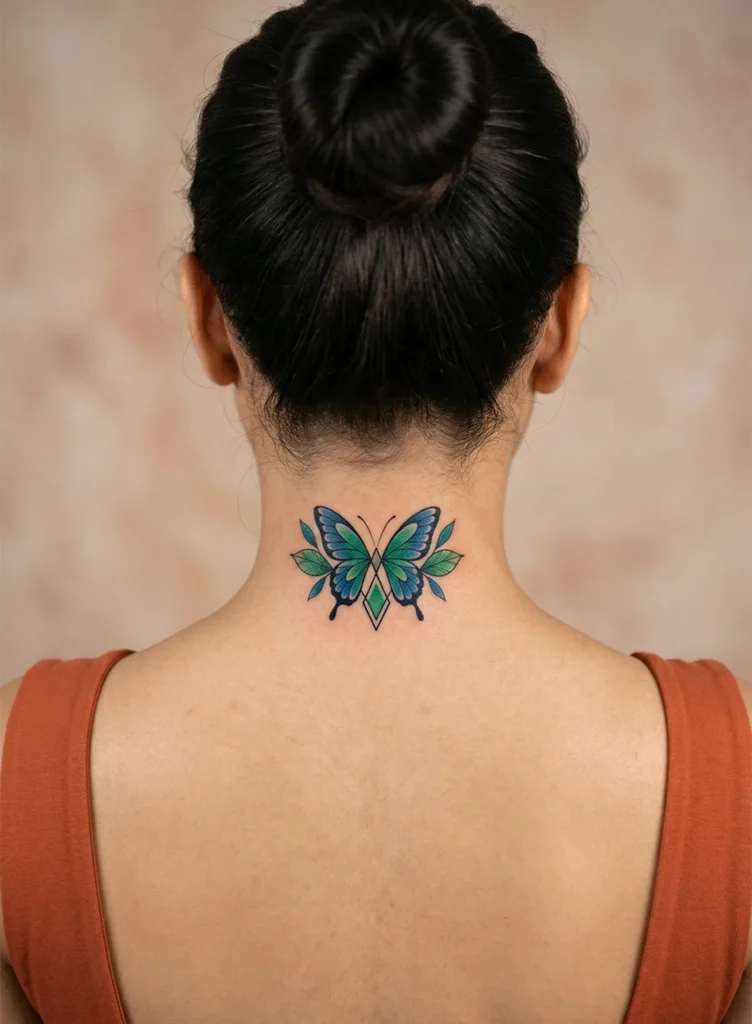 Symmetrical Nape of Neck Tattoo