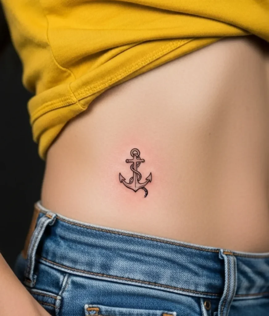 Tiny Anchor on Hip Tattoo