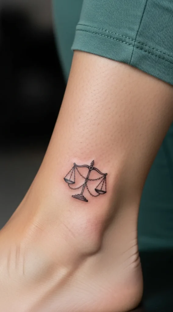 Tiny Balance Scale Symbol Hidden Tattoo