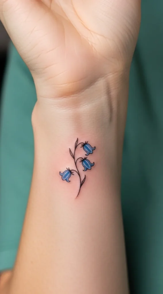 Tiny Bluebell Hidden Tattoo on Inner Wrist