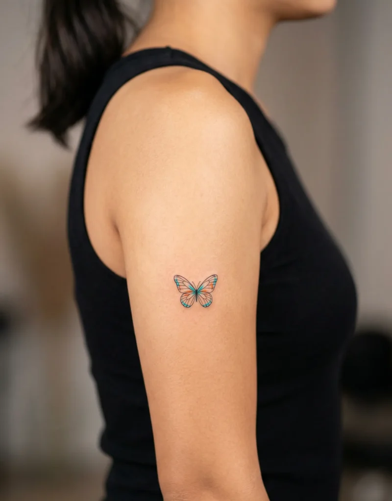 Tiny Butterfly Hidden Tattoo on Inner Bicep