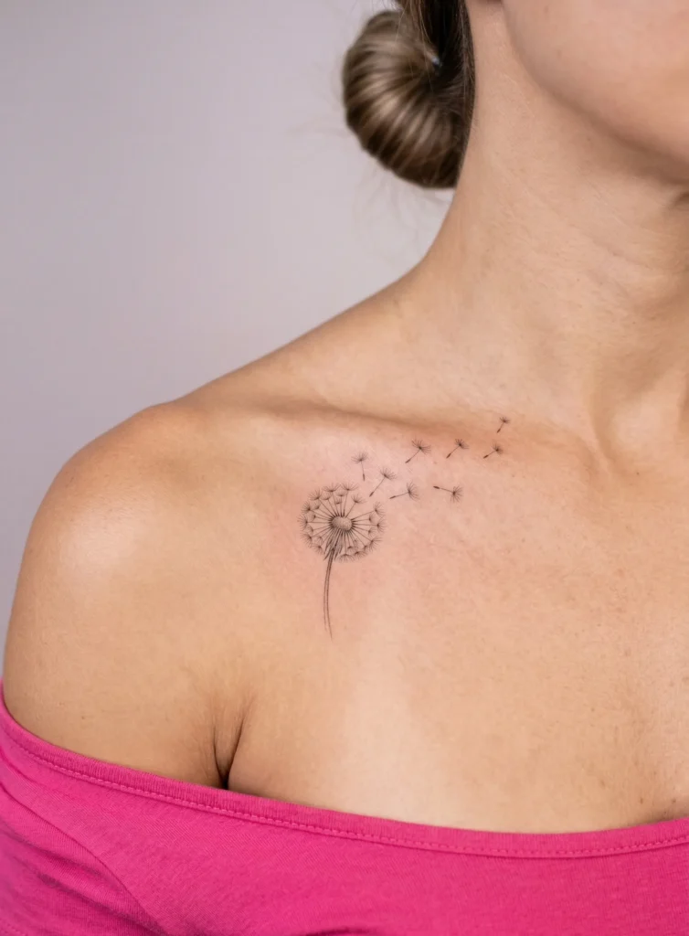 Tiny Dandelion on Collarbone