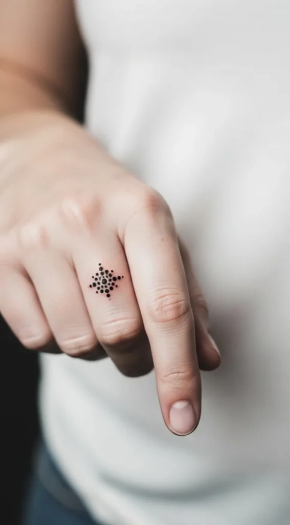 Tiny Dotwork Inner Finger Tattoo