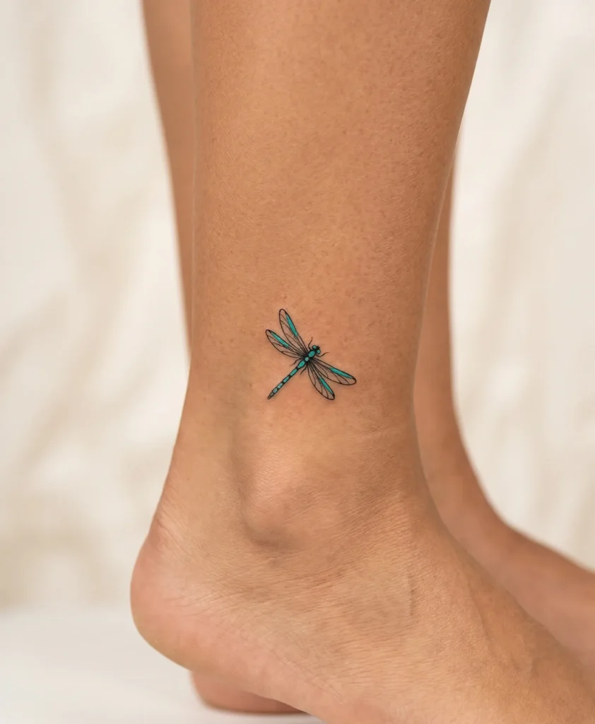 Tiny Dragonfly on Ankle Side
