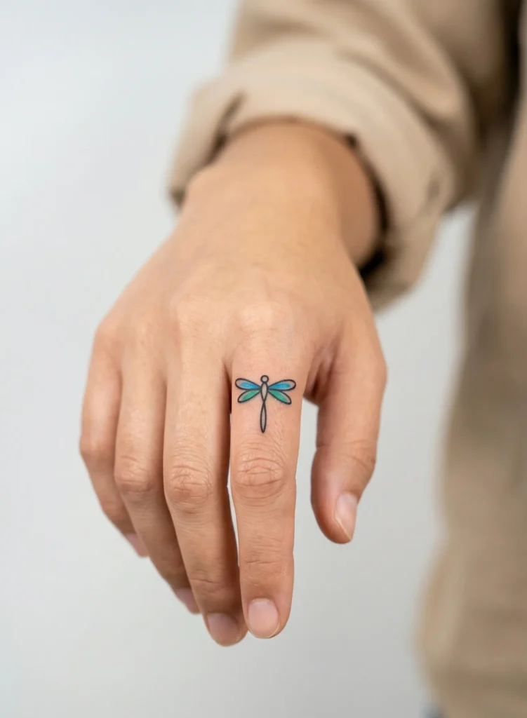 Tiny Dragonfly on Finger Side