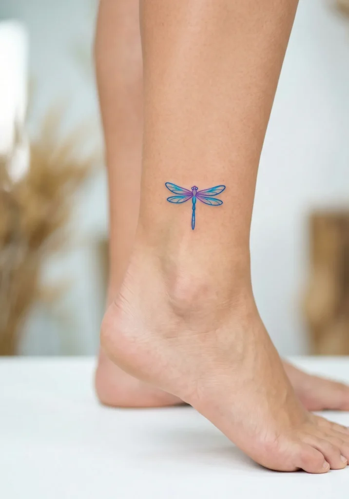 Tiny Dragonfly on Outer Ankle