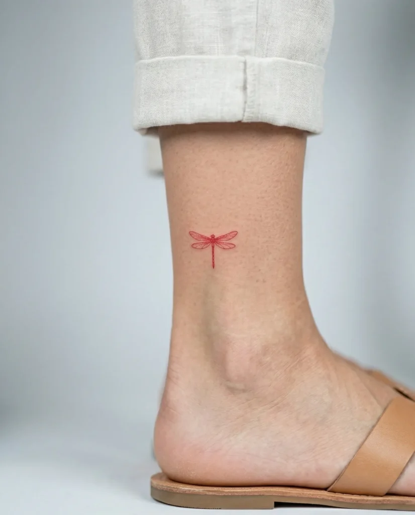Tiny Dragonfly on Side Ankle
