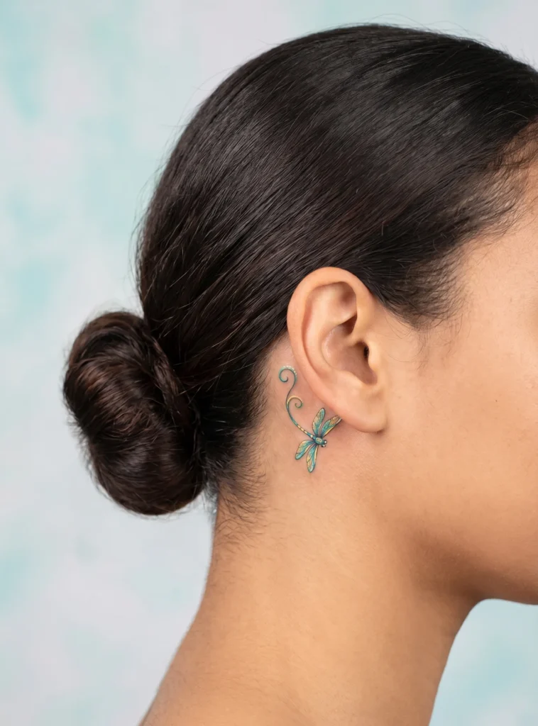 Tiny Dragonfly with Delicate Swirl Tail