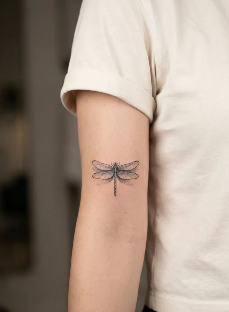 Tiny Dragonfly with Dotwork Accent