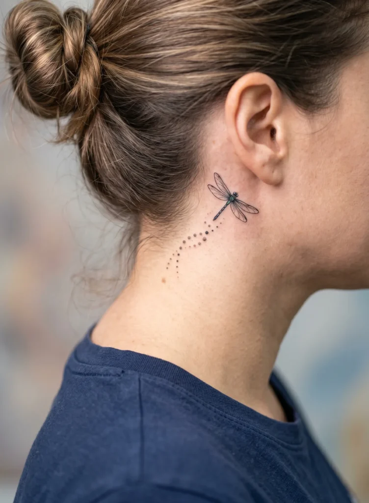 Tiny Dragonfly with Soft Dot Trail