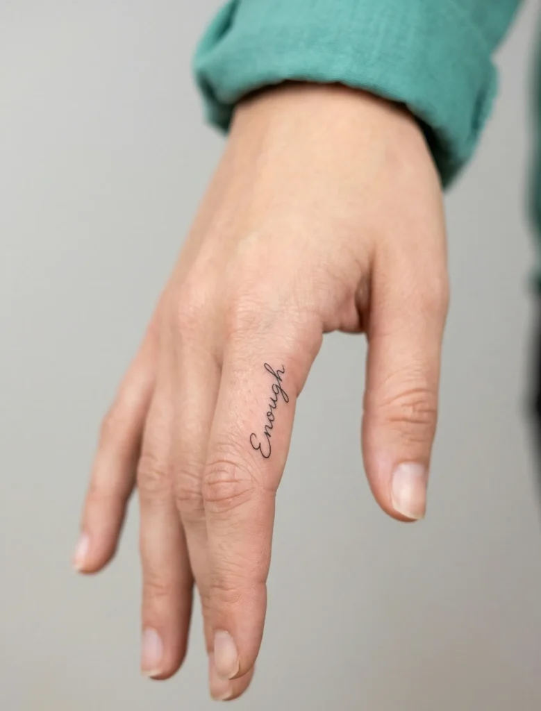 Tiny "Enough" Word on Finger Side