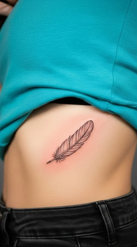 Tiny Feather Symbol Hidden Tattoo