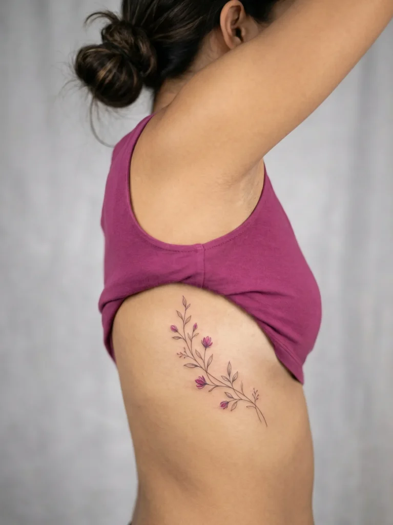 Tiny Floral Vine Flowing on Rib