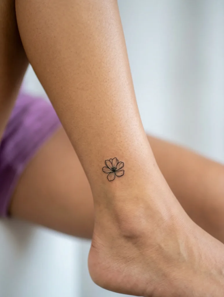 Tiny Flower on Ankle Edge
