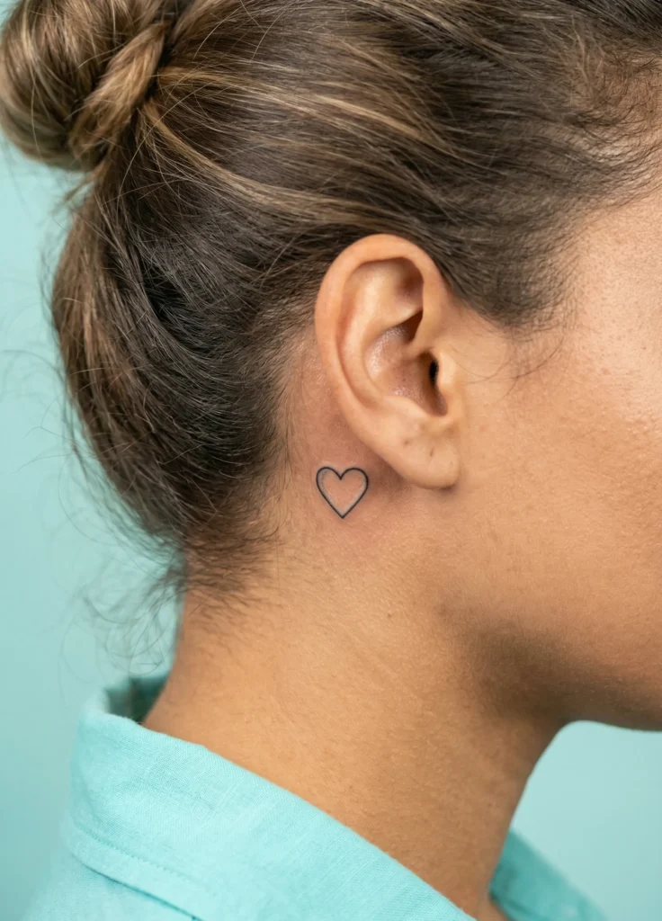 Tiny Heart Behind Ear Tattoo