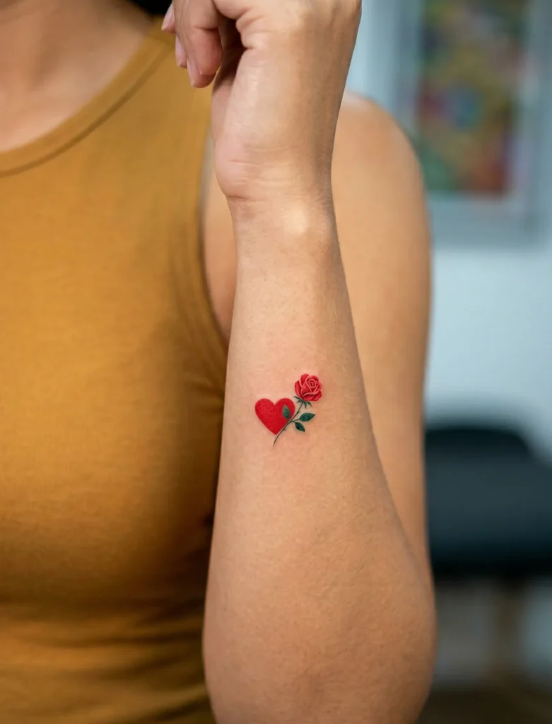 Tiny Heart Hidden Tattoo on Inner Arm