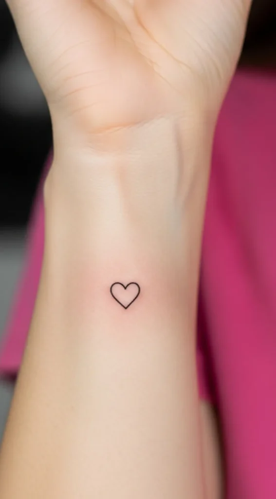Tiny Heart Hidden Tattoo on Inner Wrist