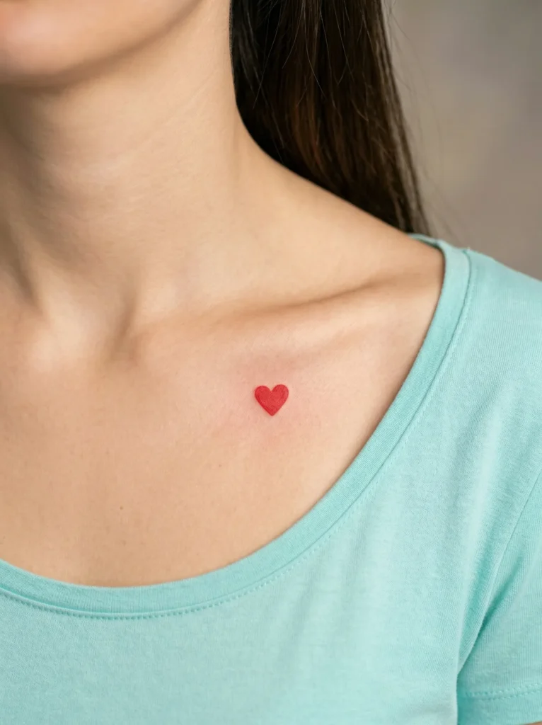 Tiny Heart on Collarbone Edge